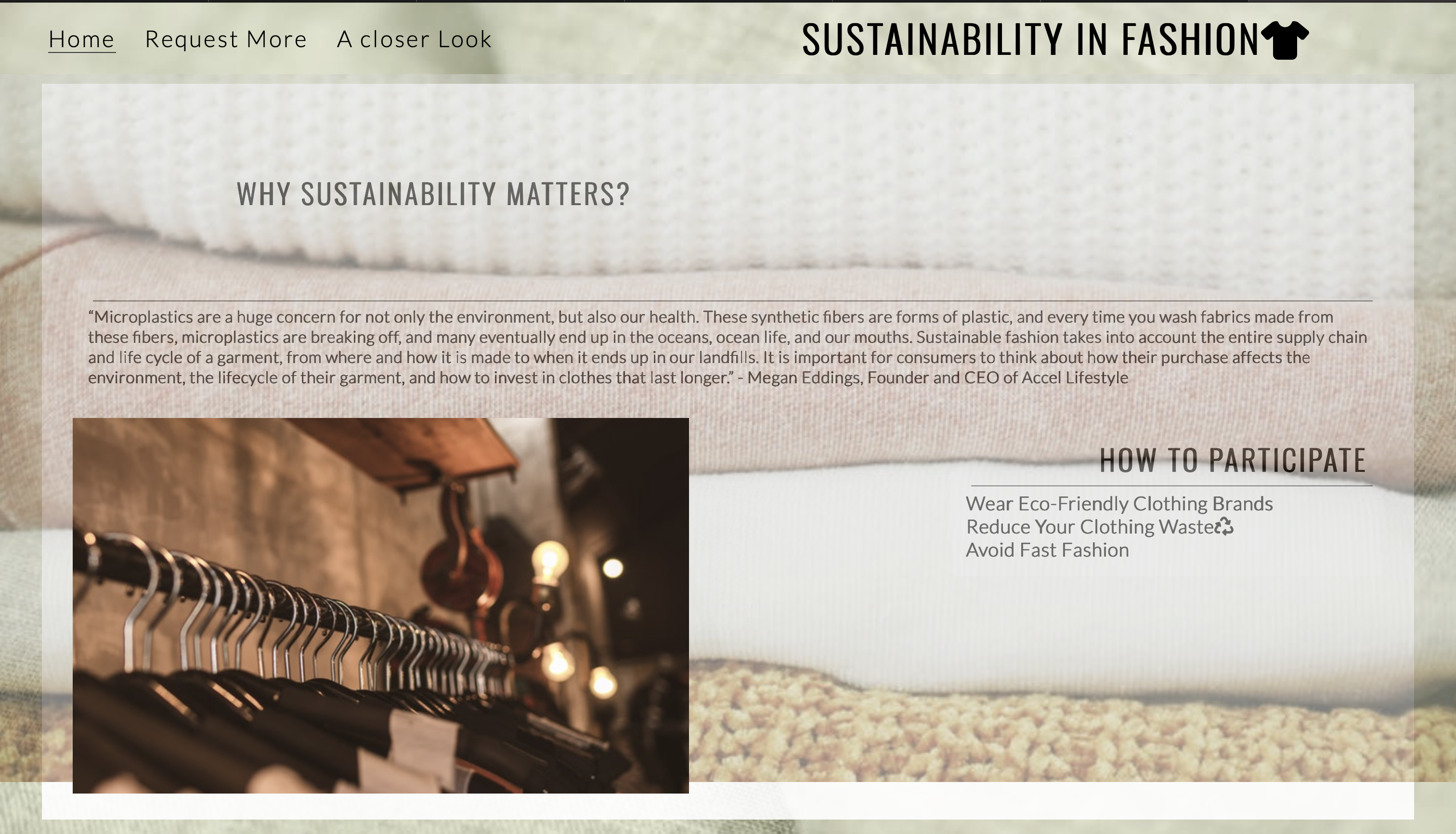 Sustainability textile Business page